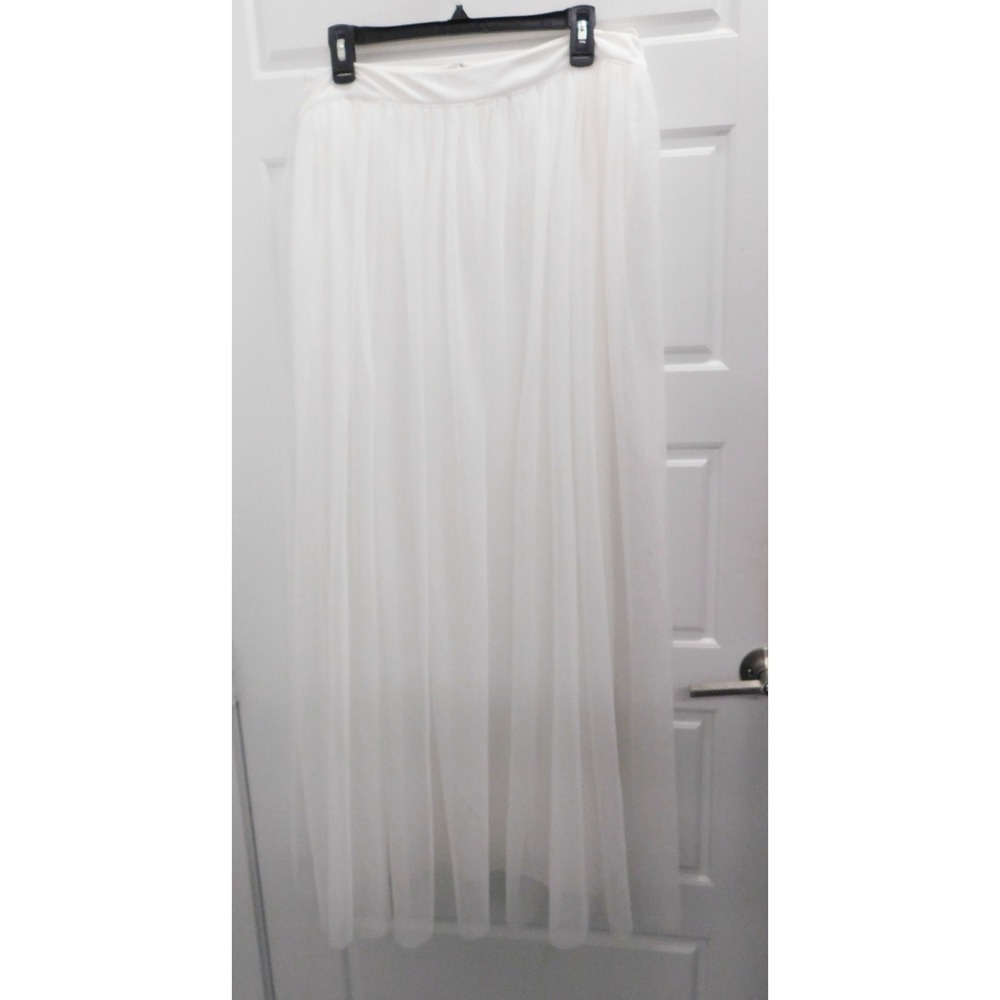Lace And Beads Women's White‎ Maxi Tulle Party Skirt Size 16 NWT